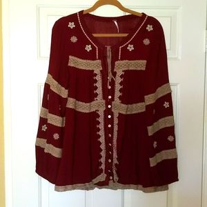 Like new Free People peasant blouse sz L